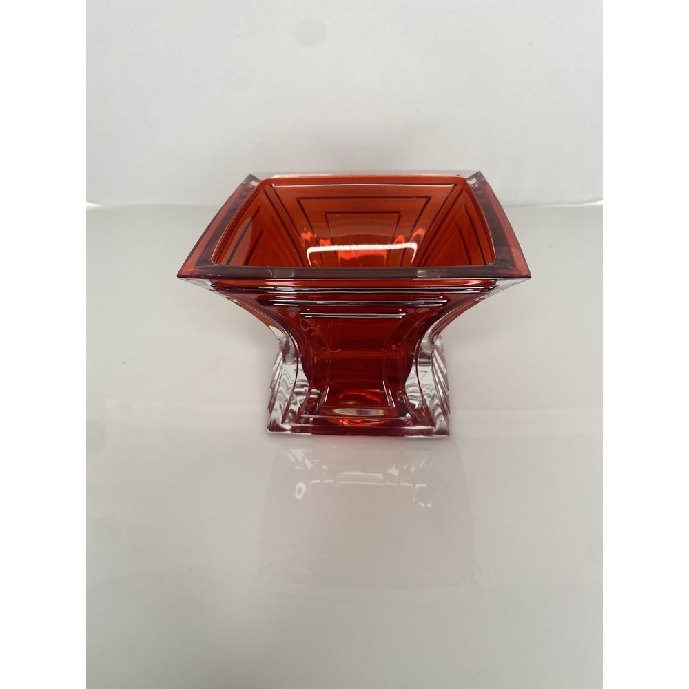 Mikasa "City Lights" Red Crystal Glass Votive Holder Czech Republic